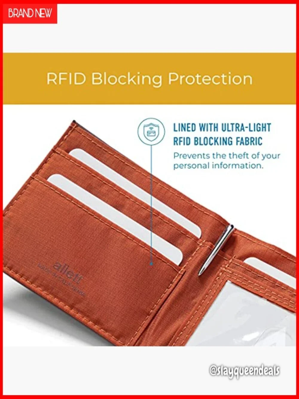 Slim RFID Blocking Leather Bifold Wallet, Water Resistant, Holds 4-12+ Cards